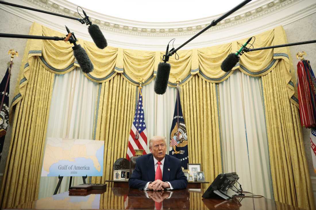 WASHINGTON, DC - MARCH 06: U.S. President Donald Trump speaks as he signs executive orders in the Oval Office of the White House on March 06, 2025 in Washington, DC. President Trump signed a series of executive orders, including lifting 25% tariffs for all goods compliant under USMCA trade agreement, terminating the security clearances of those who work at the law firm Perkins Coie, combating drug trafficking at the northern border as well as announcing a $20 billion investment by shipping giant CMA CGM for U.S. infrastructure and jobs. (Photo by Alex Wong/Getty Images)