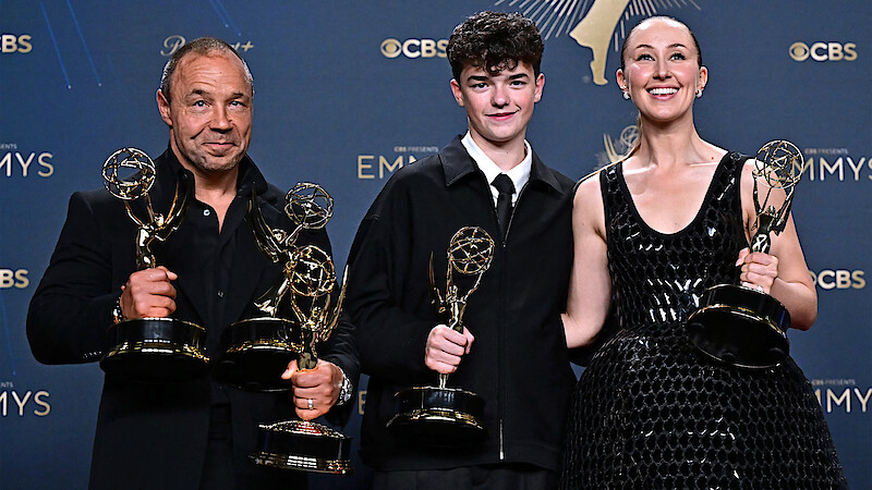 The cast of Adolescence celebrating their many wins. 